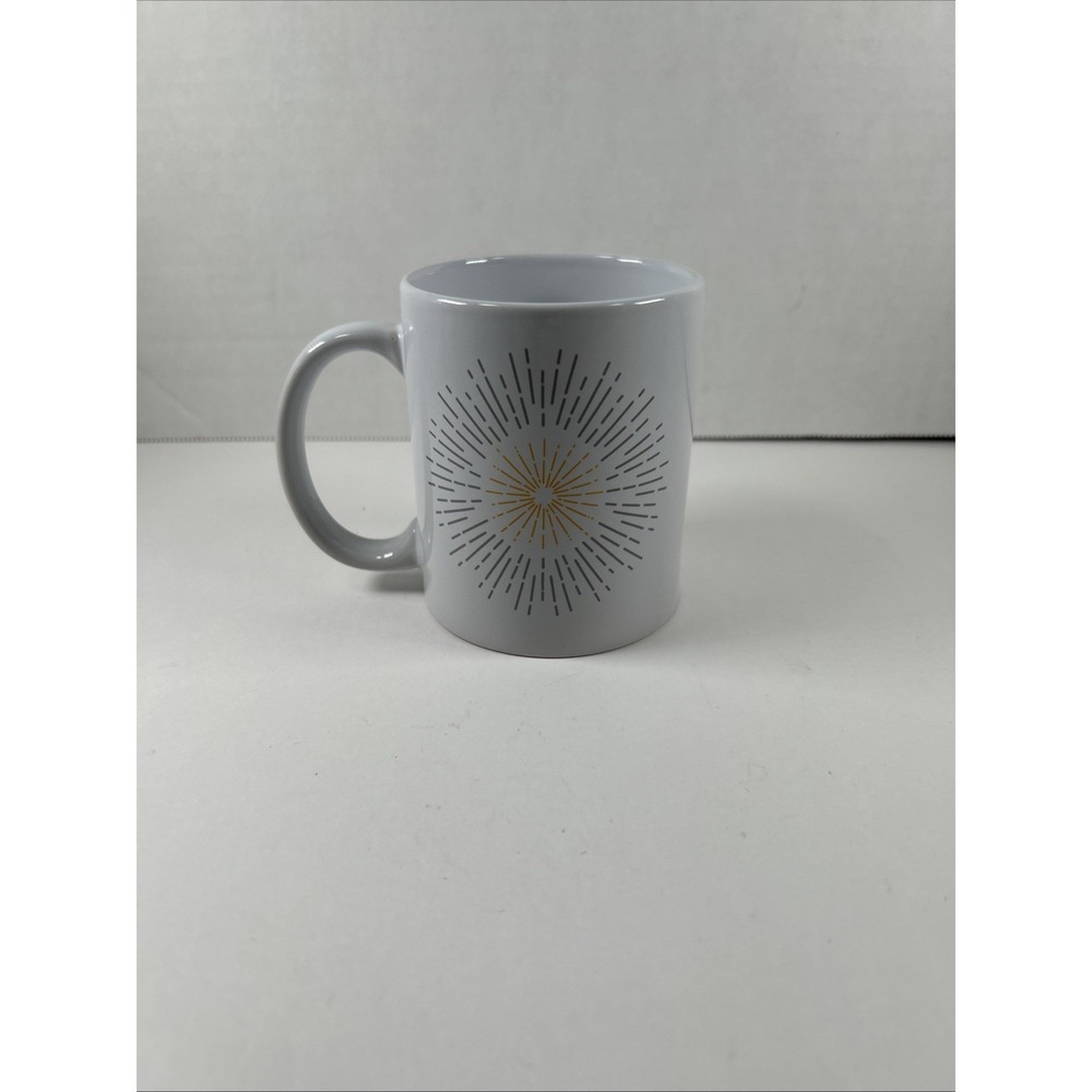 Orly Mason Vintage White Coffee‎ Mug Grey Yellow Starburst Cup